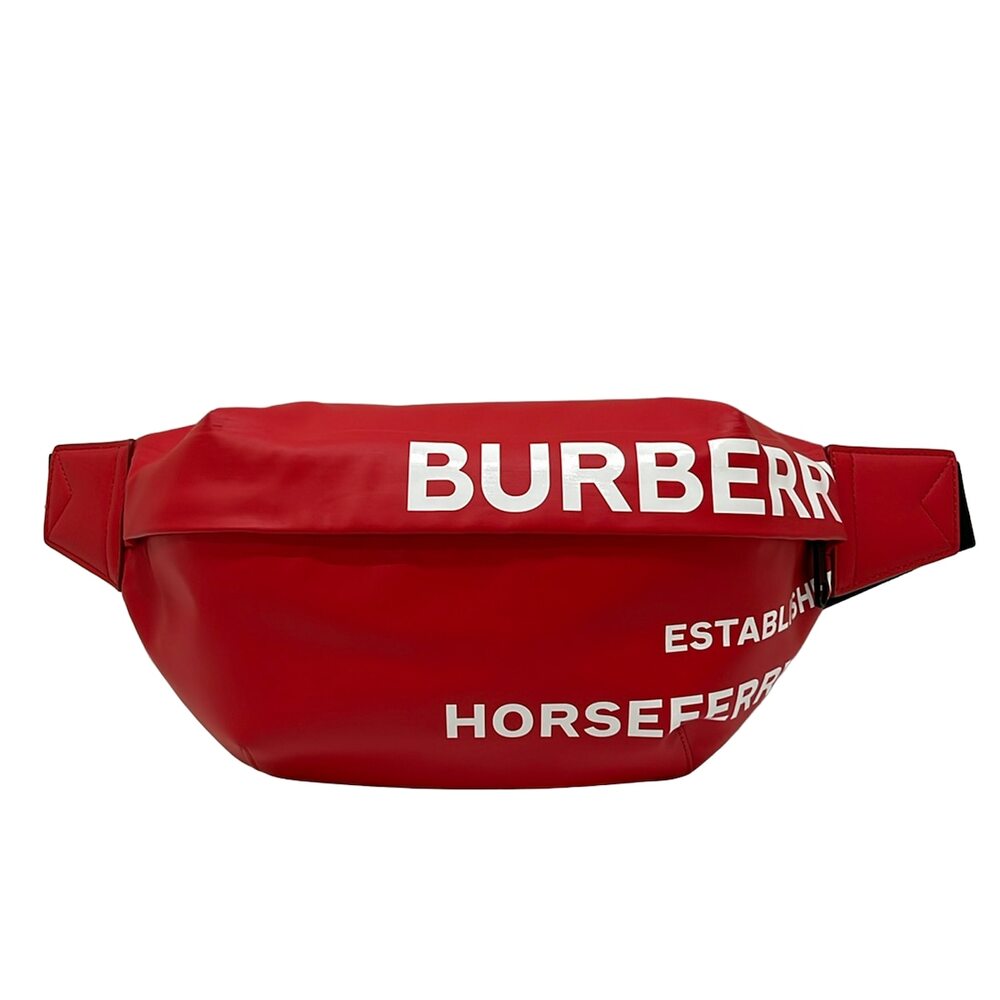 Burberry LONDON ENGLAND Horseferry Print Bum Bag Red Black White Chemical Fiber